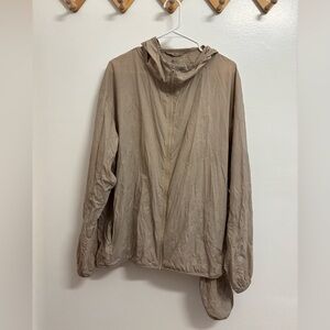Uniqlo Beige Grid-Pattern UV Pocketable Windbreaker Jacket